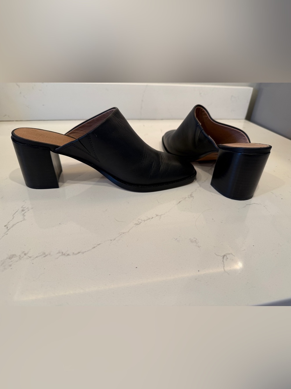 Madewell Black Leather Women’s Mule Block Heels
